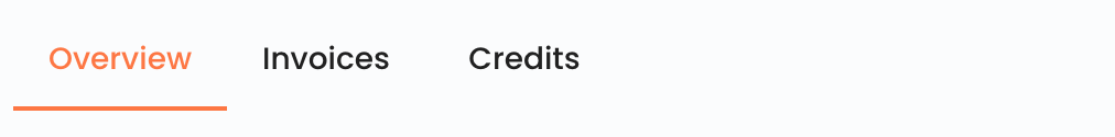Subscription tabs Overview, Invoices and Credits