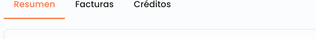 Pestañas de Suscripción. Resumen, Facturas y Créditos