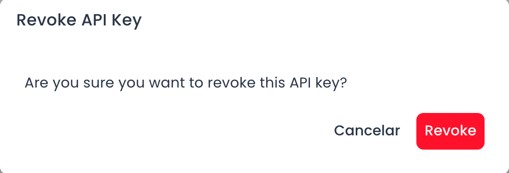Confirmacion de Revoke API Key