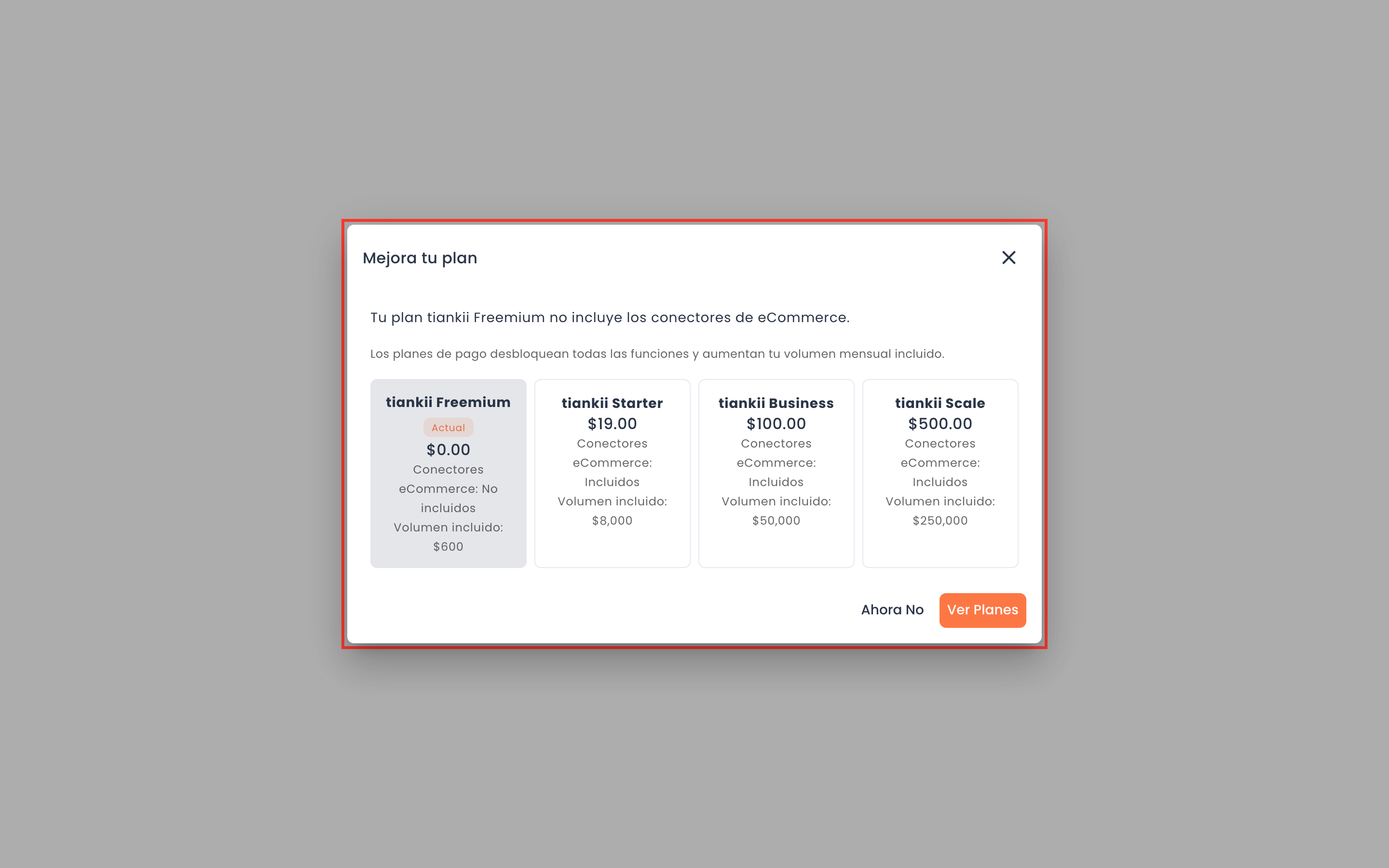 Mejora tu plan, conectores desde Starter