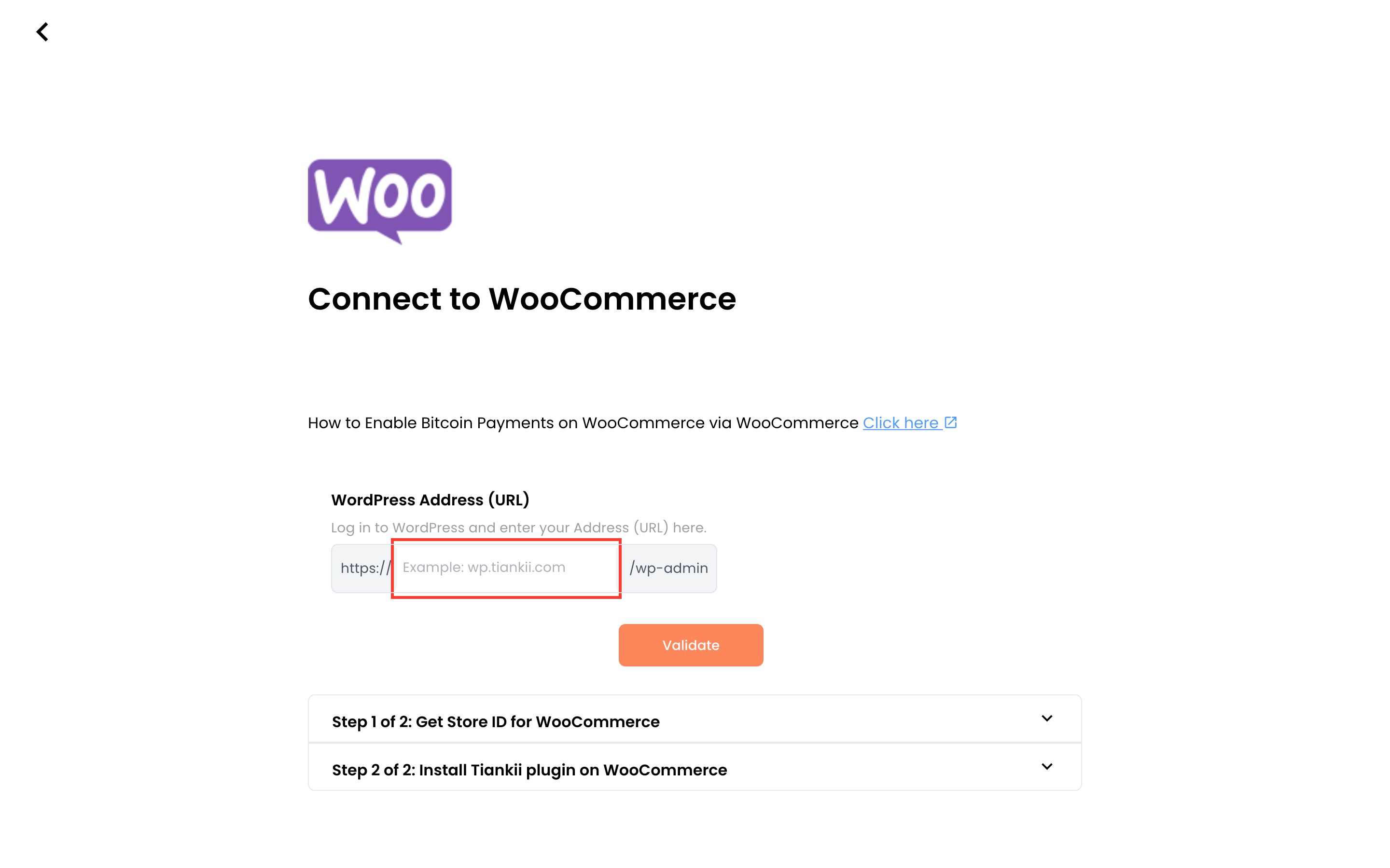WooCommerce form, WordPress address and the two step titles