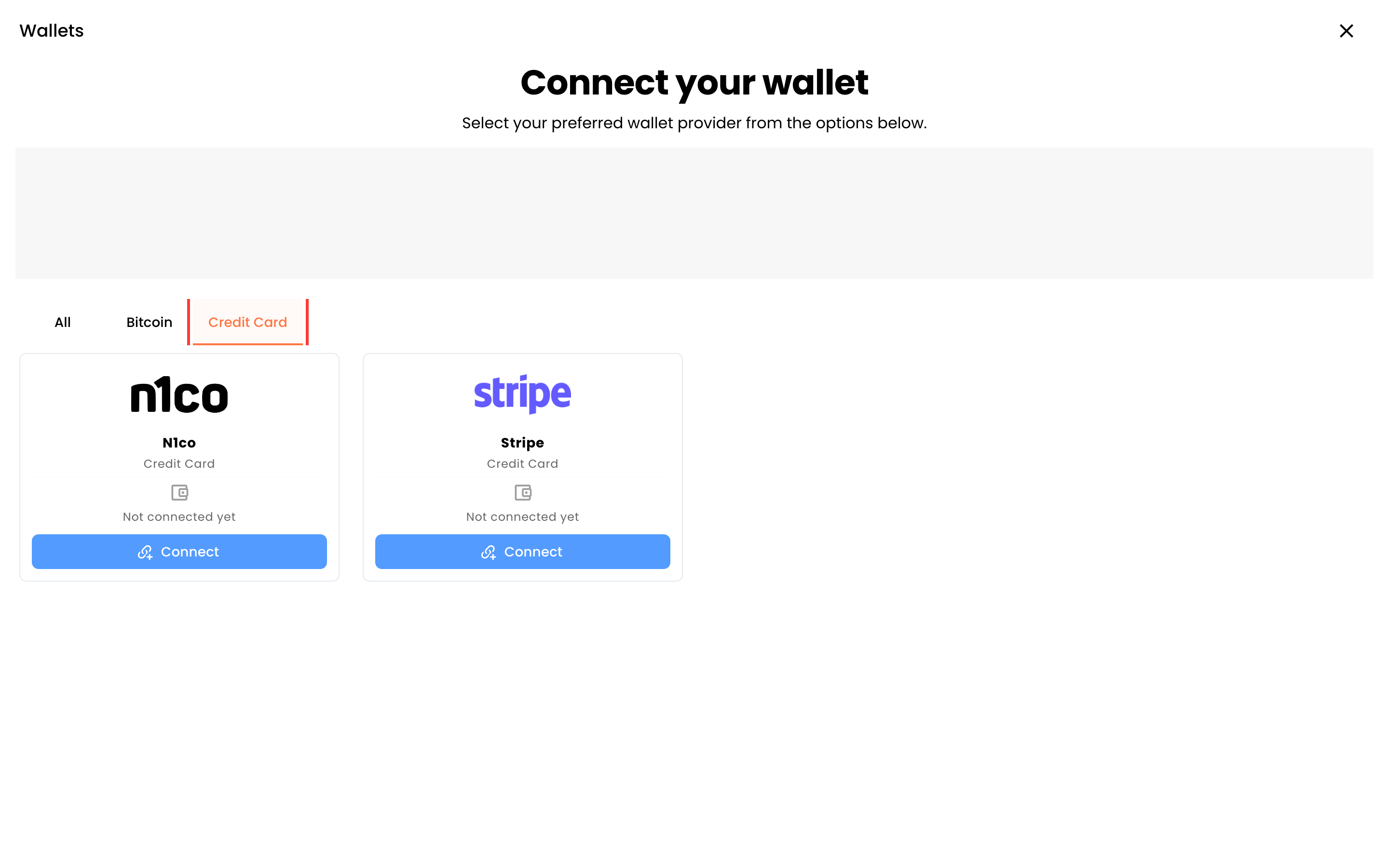 Credit Card tab with N1co and Stripe